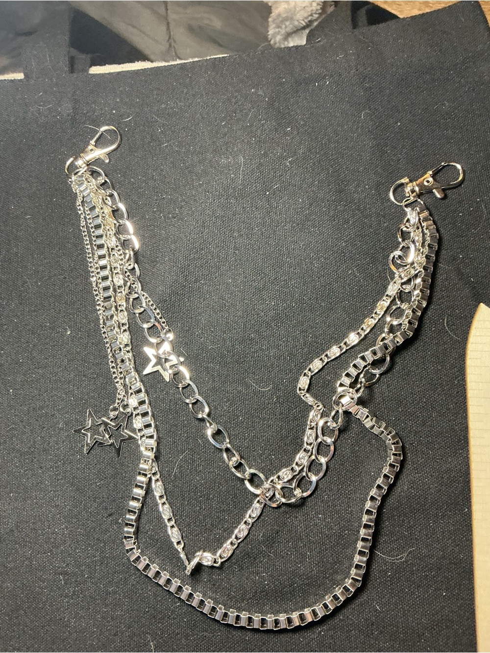 ⭐ Y2K Silver Tone Multi Chain Star Wallet Chain Belt Punk Goth